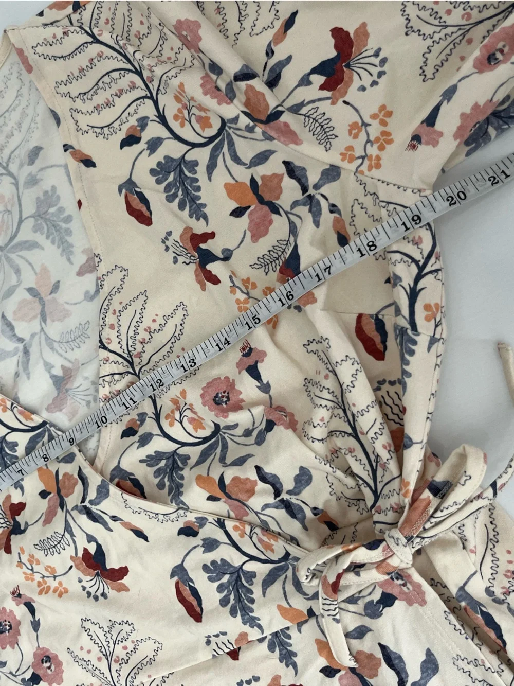 Spartina 449 Cream Floral Wrap Dress with Pink & Blue Blooms